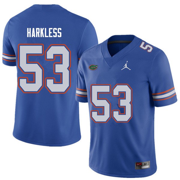 Jordan Brand Men #53 Kavaris Harkless Florida Gators College Football Jerseys Royal